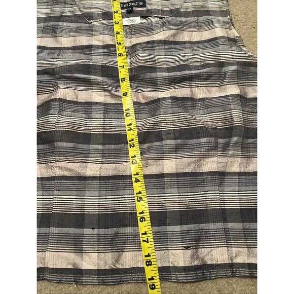 Vtg French Connection Top 12 Silk Striped Earthy Sleeveless Boho Celestial Earth - Picture 7 of 7